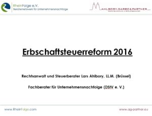 Die Erbschaftssteuerreform 2016